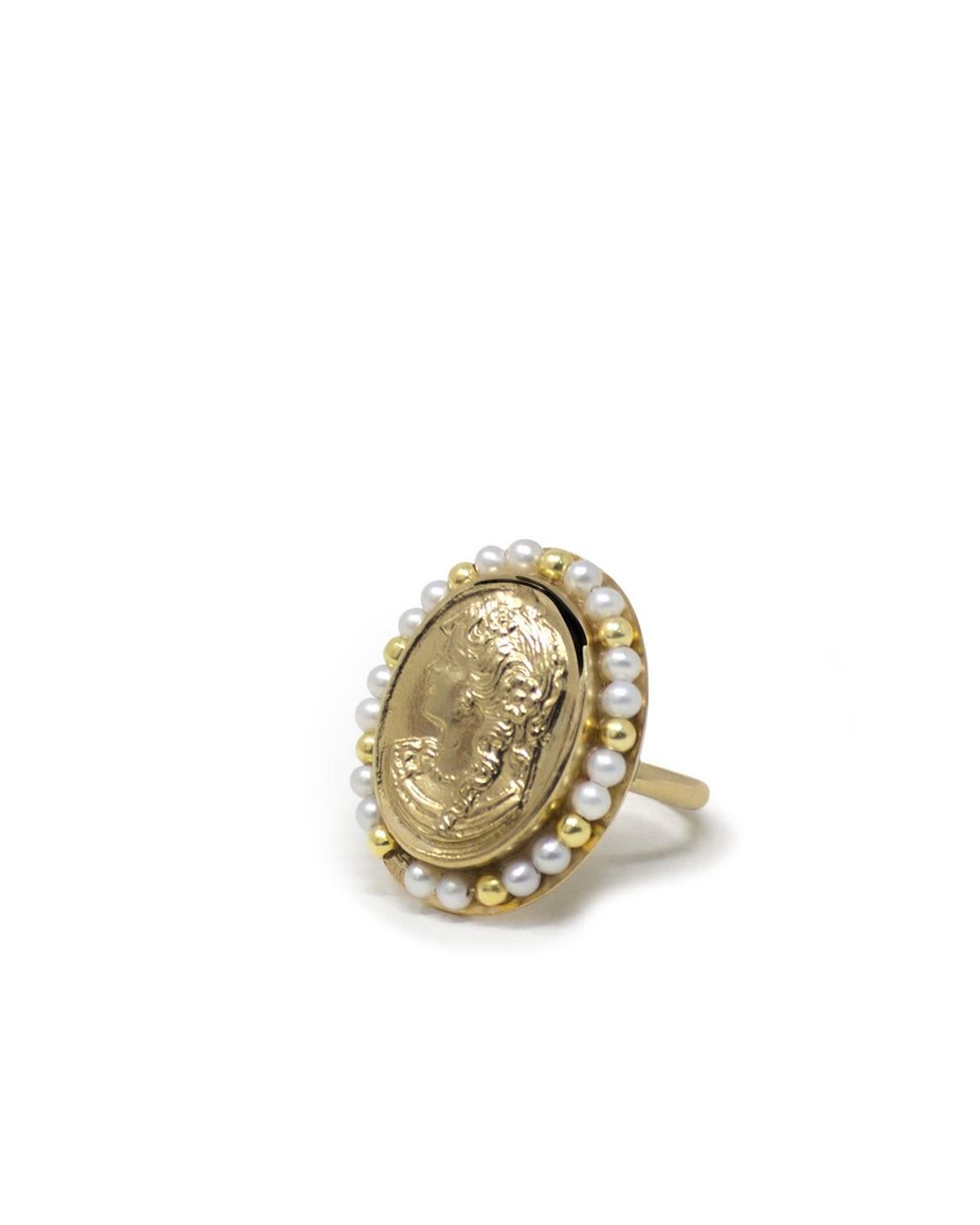 Vintouch Italy Metallic Fiammetta-Plated Pearl Ring