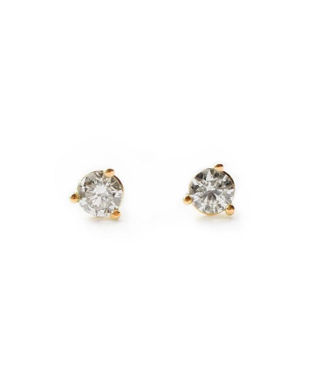 VicStoneNYC Fine Jewelry Metallic Natural Tiny Diamond Three Prong Settings Stud Earrings