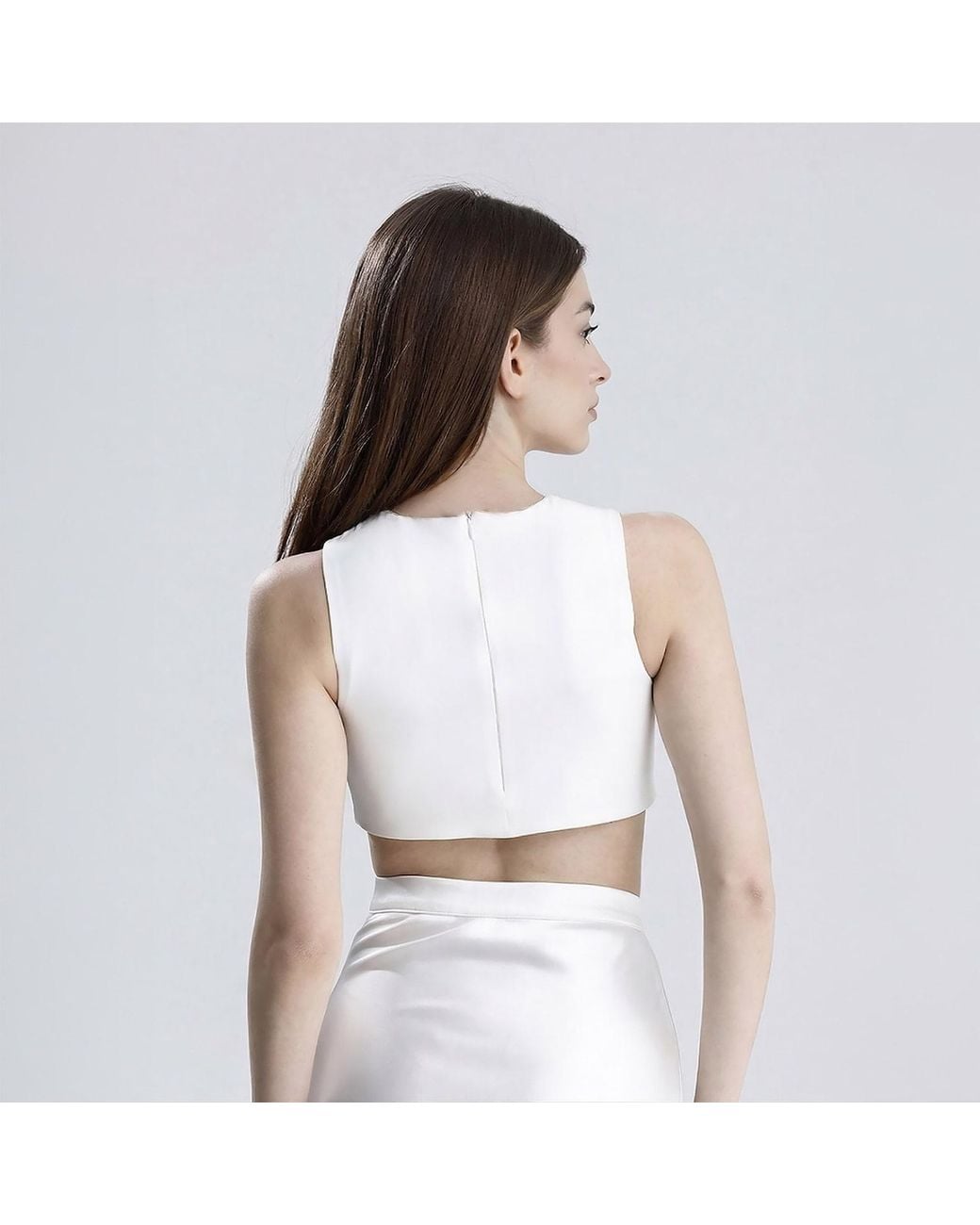 Maan Istanbul White Detailed Chest Back Zippered Bustier