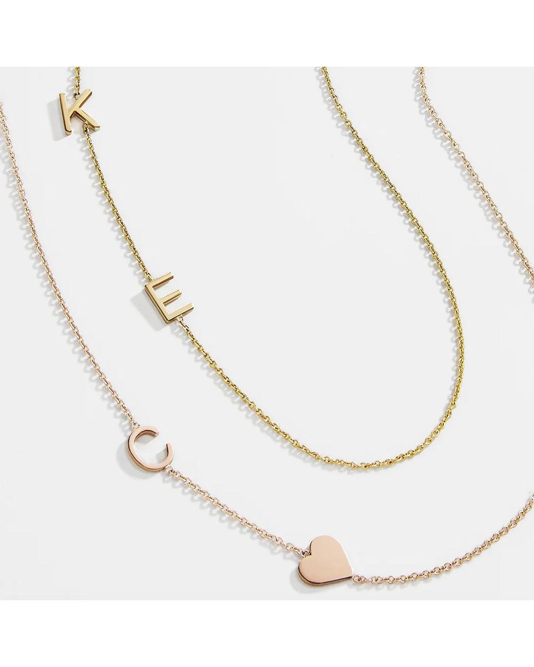 Maya Brenner Metallic Monogram Necklace With Heart 14K