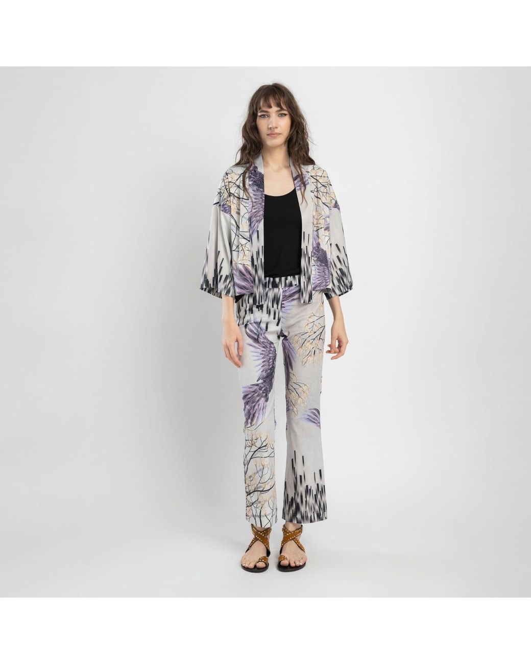 ARTISTA Blue Rizz Cropped Kimono