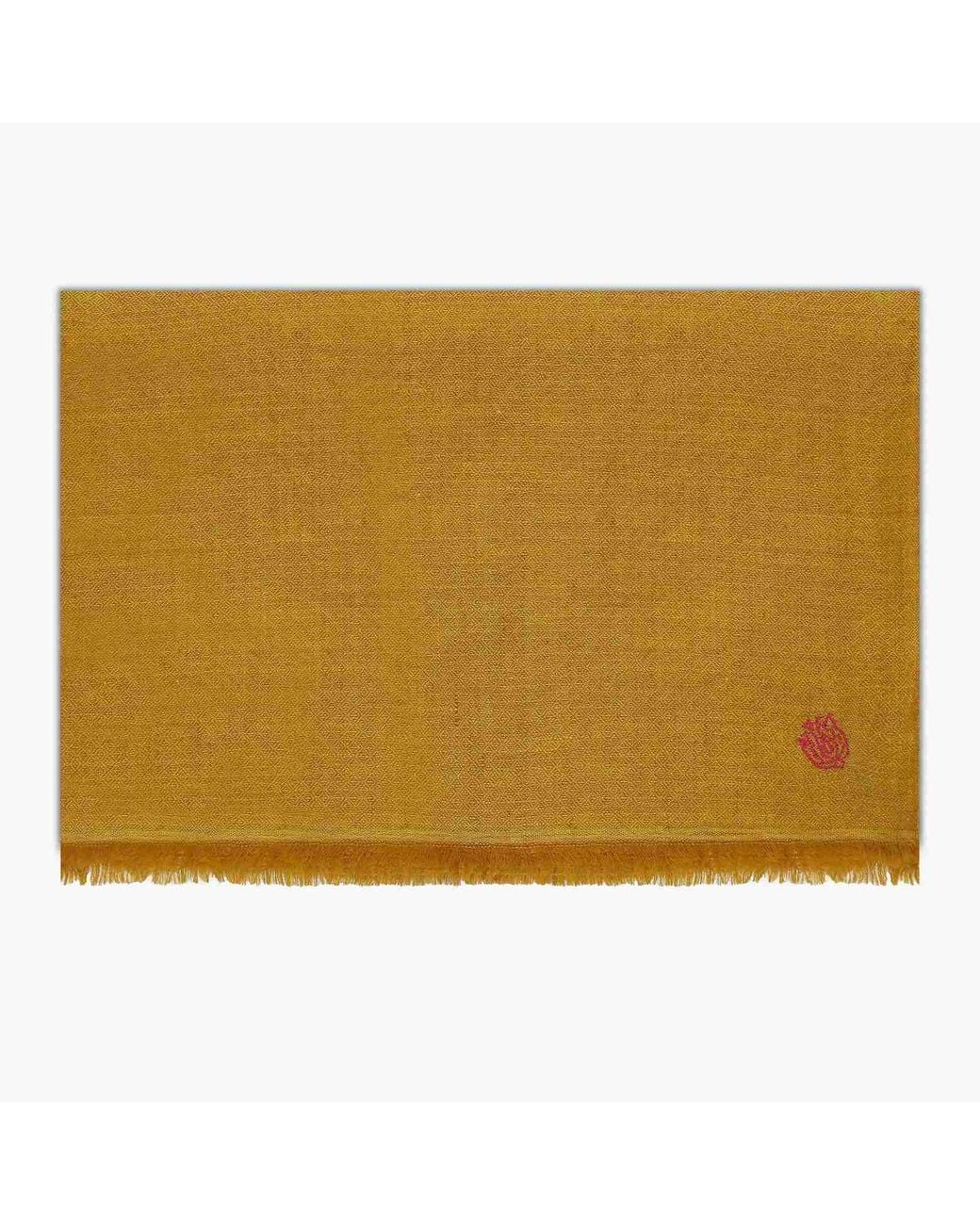 Pink Maharani Yellow Cashmere Mustard Double Weave Stole