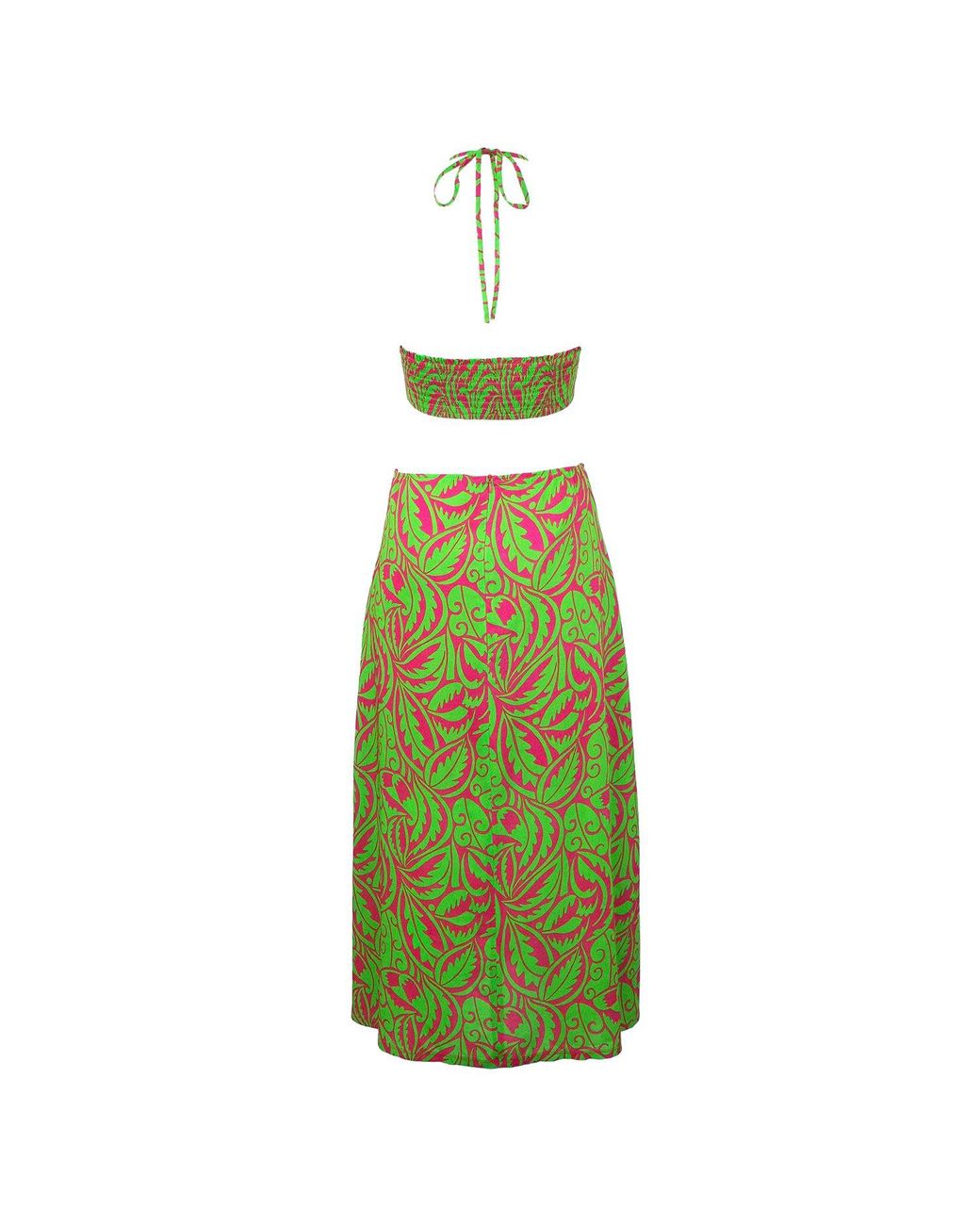 Lalipop Design Green Halter Neck Midi Dress With Cut-Out Details