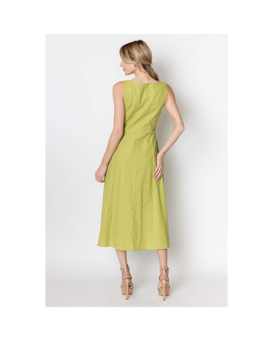 Zetaye Yellow Celeste Linen Cotton Midi Mini Dress