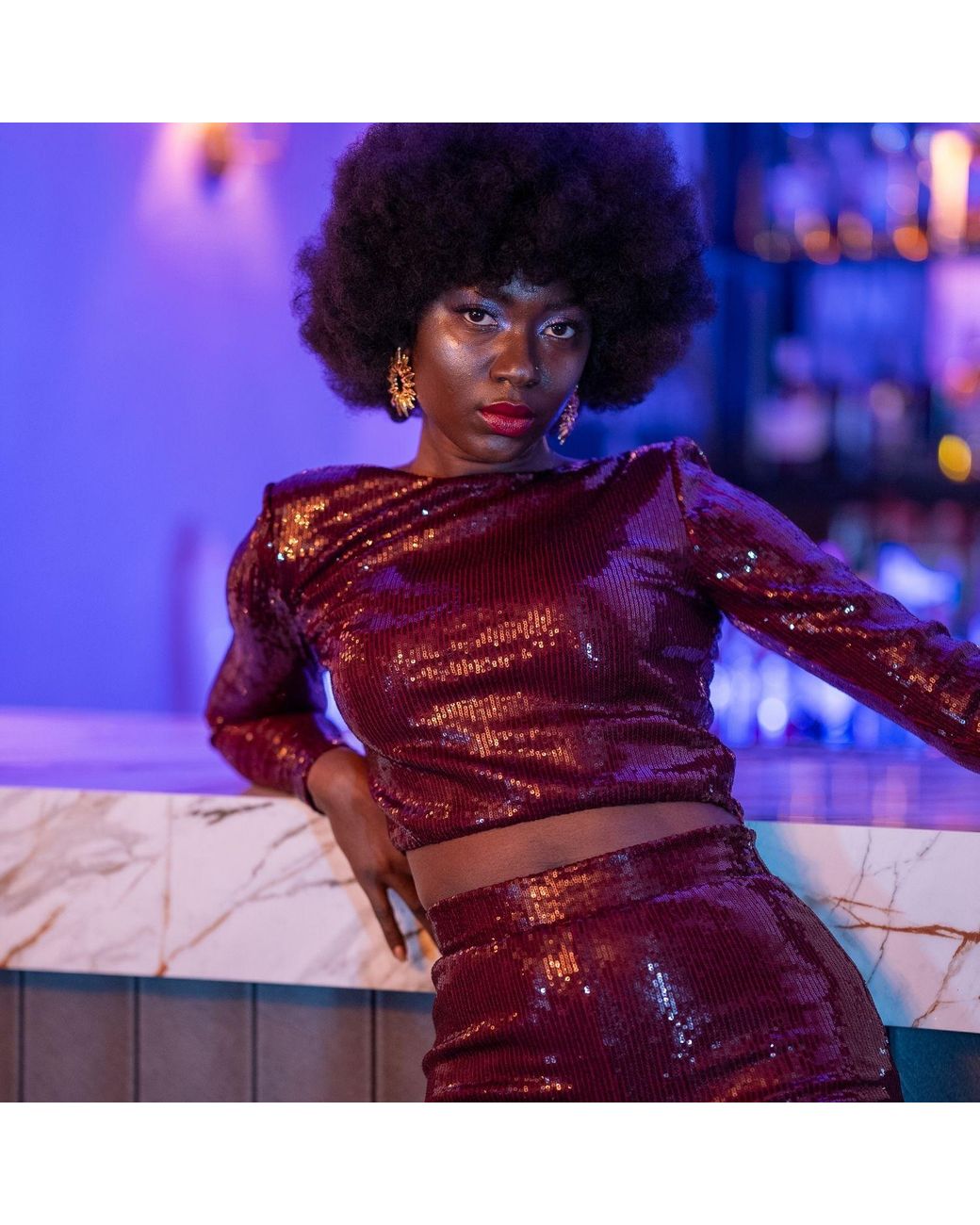 Thisisu Collection Red Sylvie Sequin Crop Top