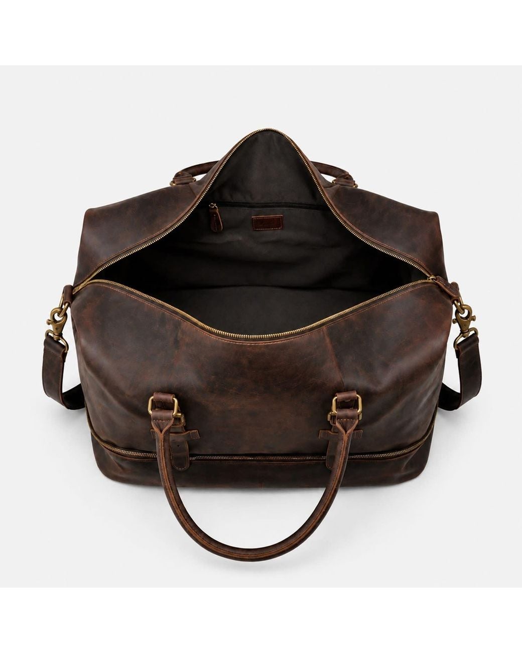 Touri Brown Leather Weekend Bag With Suit Compartment Weekender for men