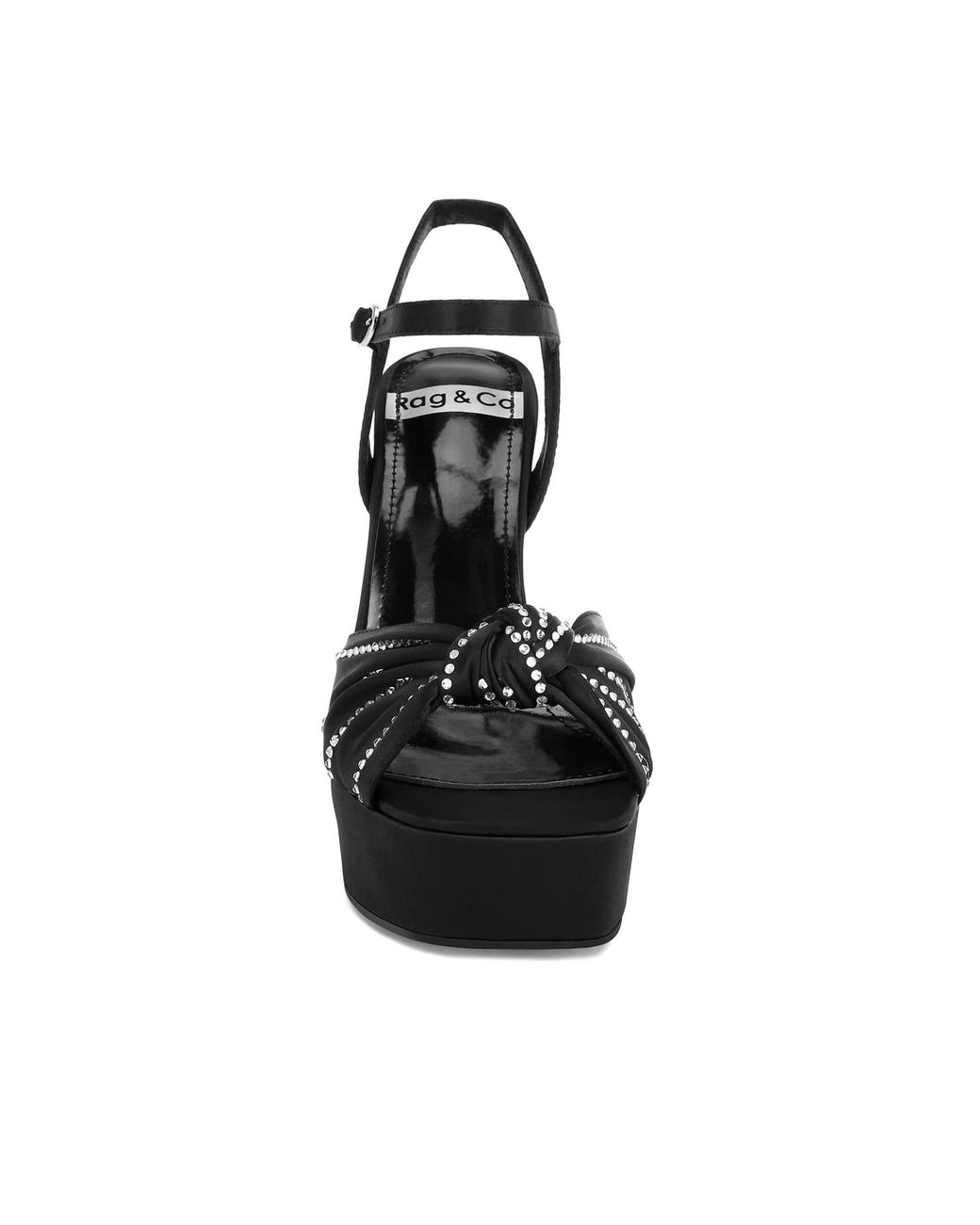 Rag & Co Black Margala Knotted Rhinestone Embellished Sandals