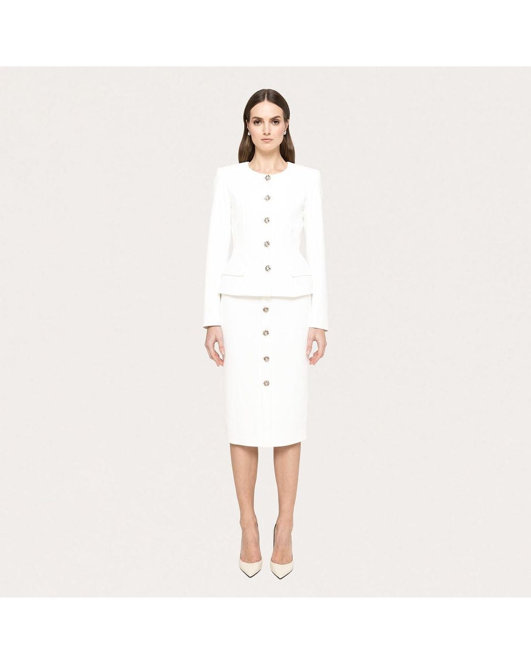 Nissa White Fitted Suit Jacket