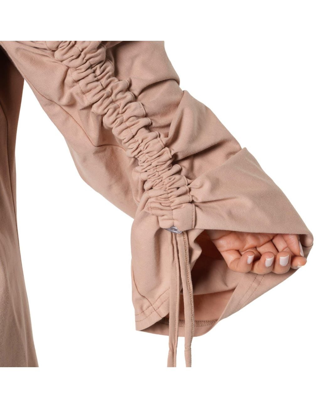 Metamorph Pink Neutrals Asymmetric Cotton Tunic With Adjustable Drawstring Details