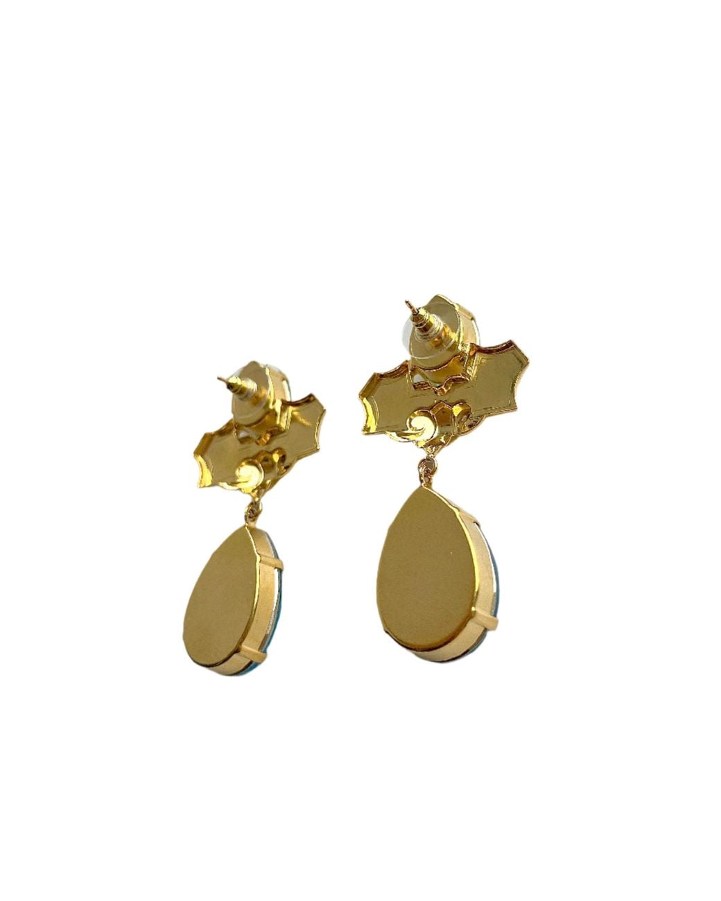 Laura Gray Blue Large Aqua & Crystal Drop Post Earrings