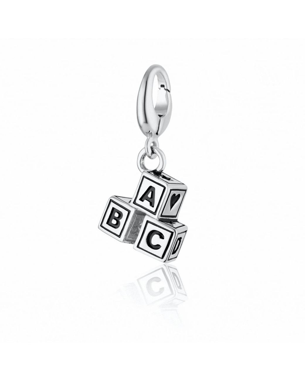 Lily Charmed Metallic Sterling Abc Building Block Charm Necklace
