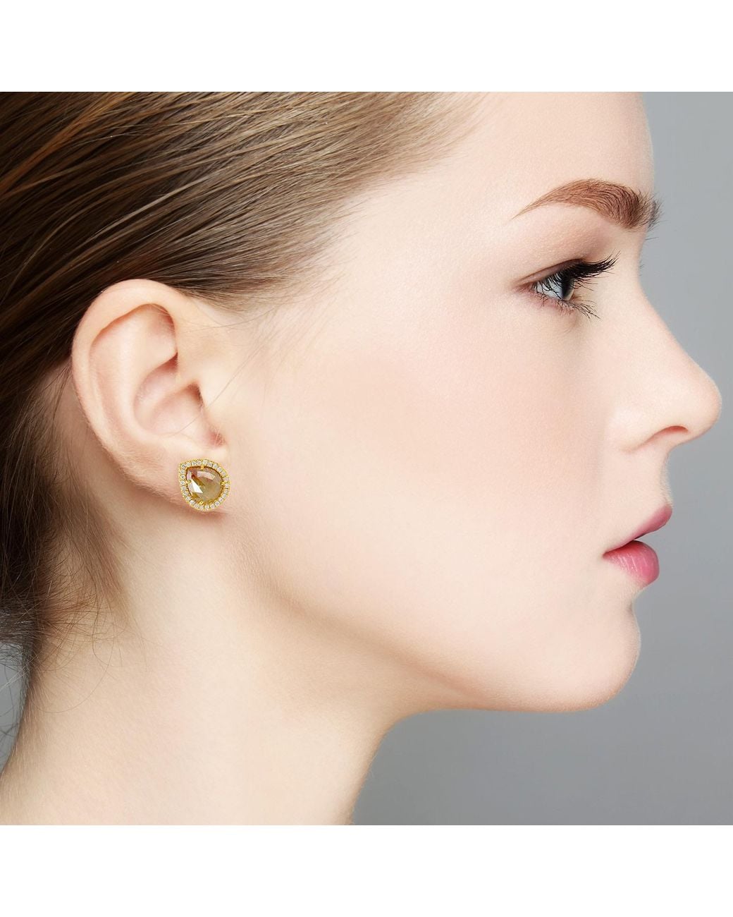 Artisan Metallic Ice Diamond And Diamond Pear Halo Stud Earrings