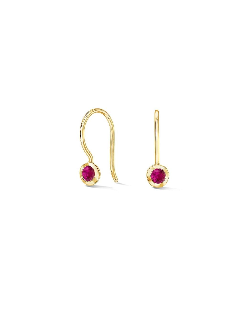 Dower & Hall Metallic Small Ruby Dewdrop Earrings