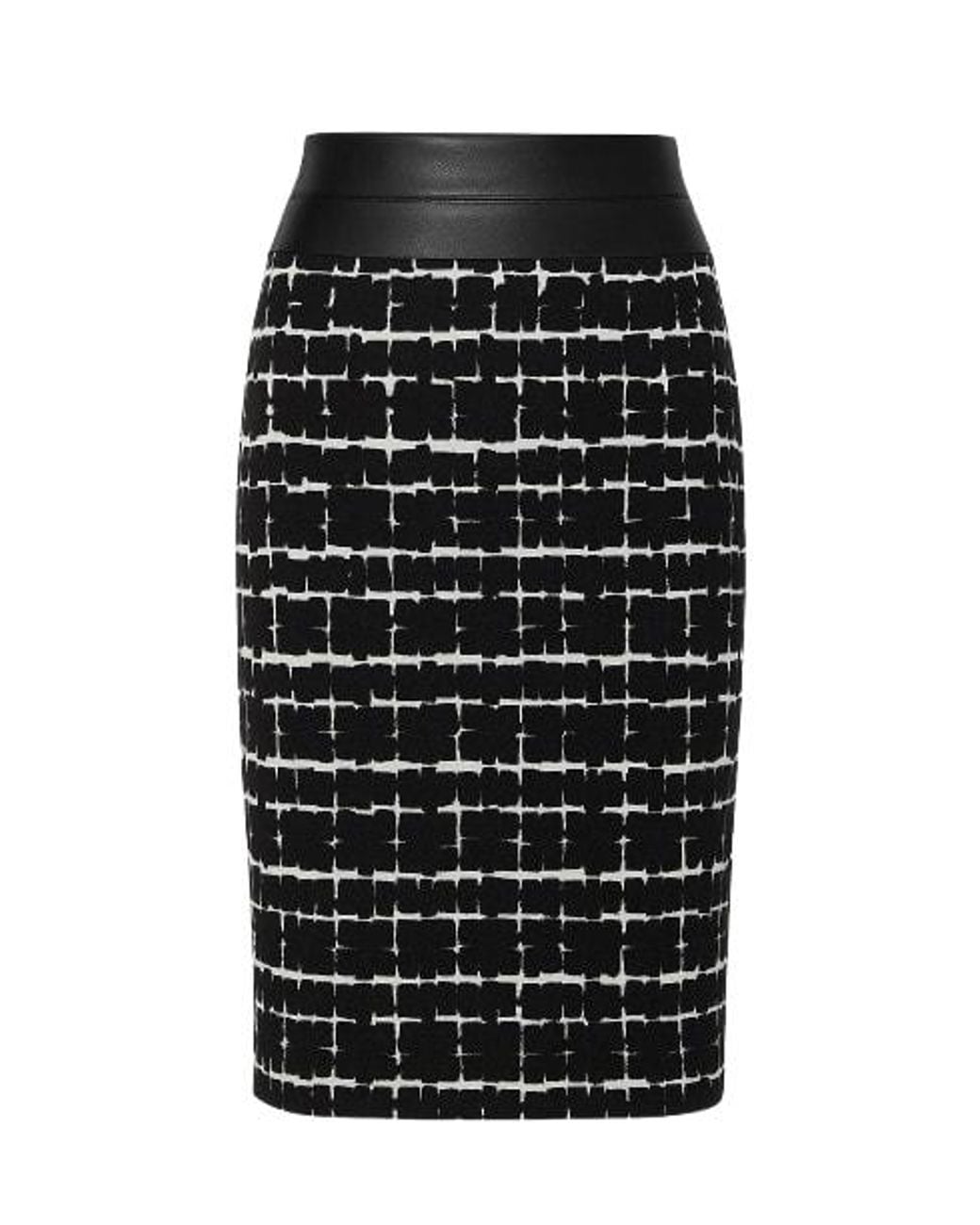 Conquista Black High-Waisted Midi Pencil Skirt