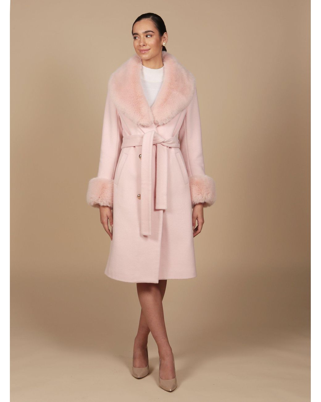 Santinni Pink 'Marlene' 100% Cashmere & Wool Coat