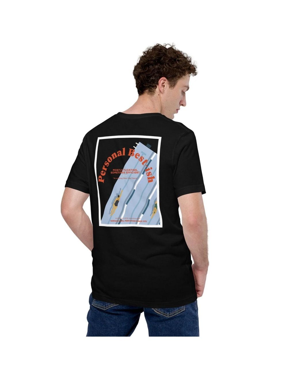 Anchor and Crew Black Personal Best-Ish Swimming League Organic Cotton T-Shirt for men