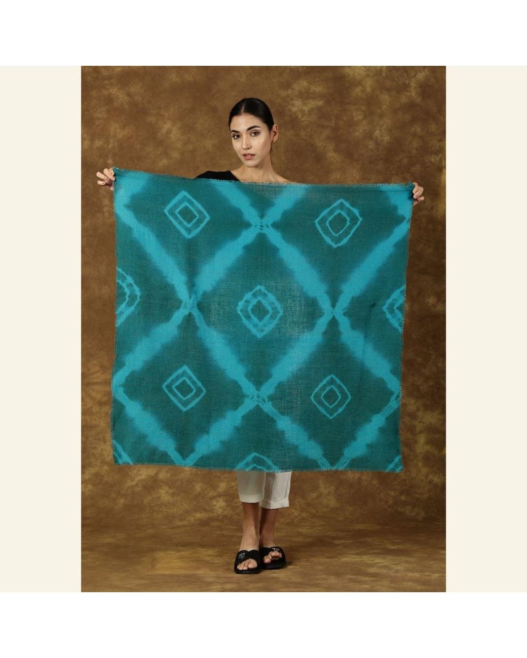 Heritagemoda Blue Gi Certified Luxury Dark Tie-Dye Cashmere Scarf – Soft Lightweight Wrap