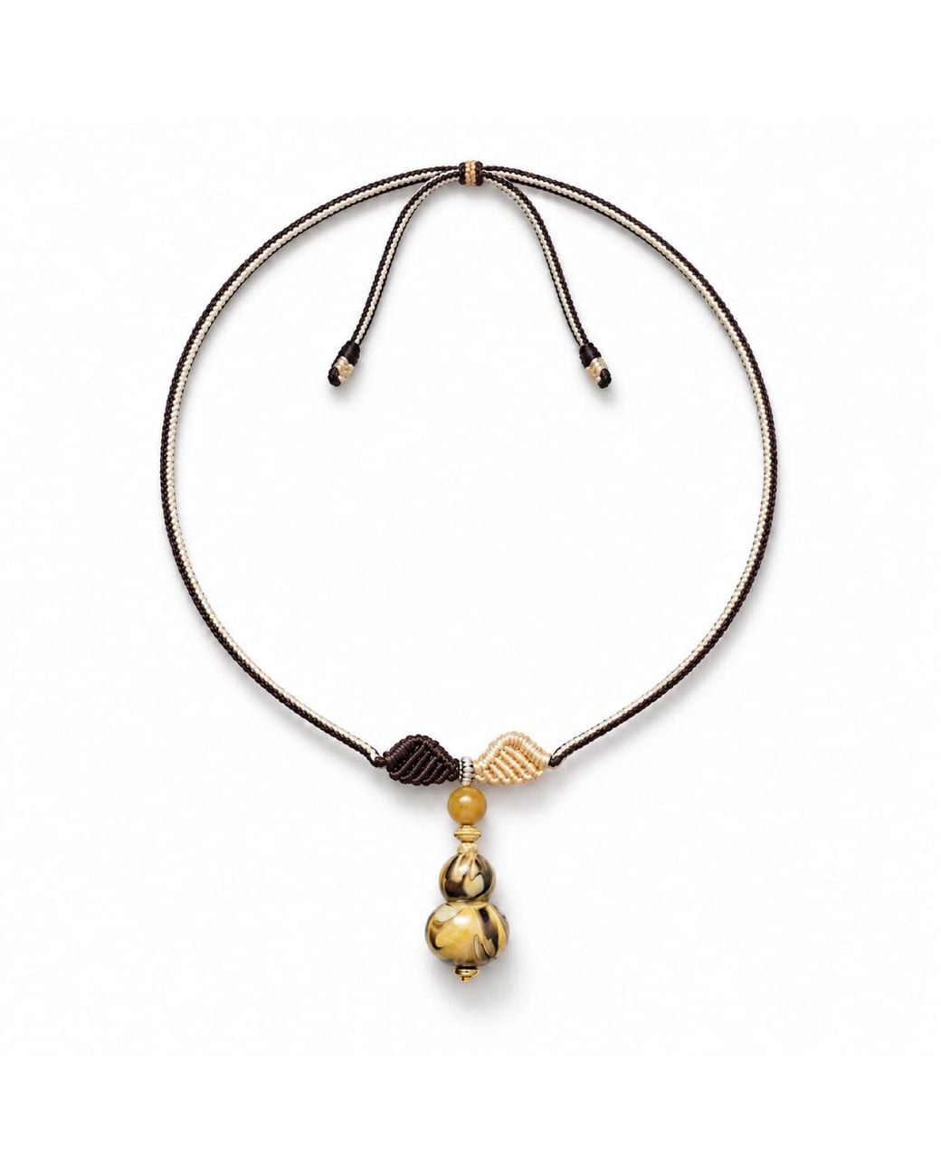 Yieon Metallic Angel Lacquered Sandalwood Gourd Pendant Necklace