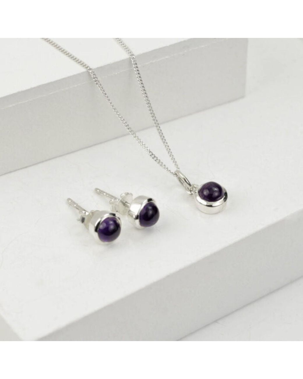 The Jewellery Store London White February Birthstone Jewellery Set With Amethyst