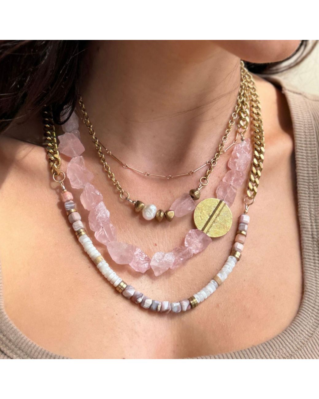Rachel Nathan Brown Meridian: Rose Quartz Necklace
