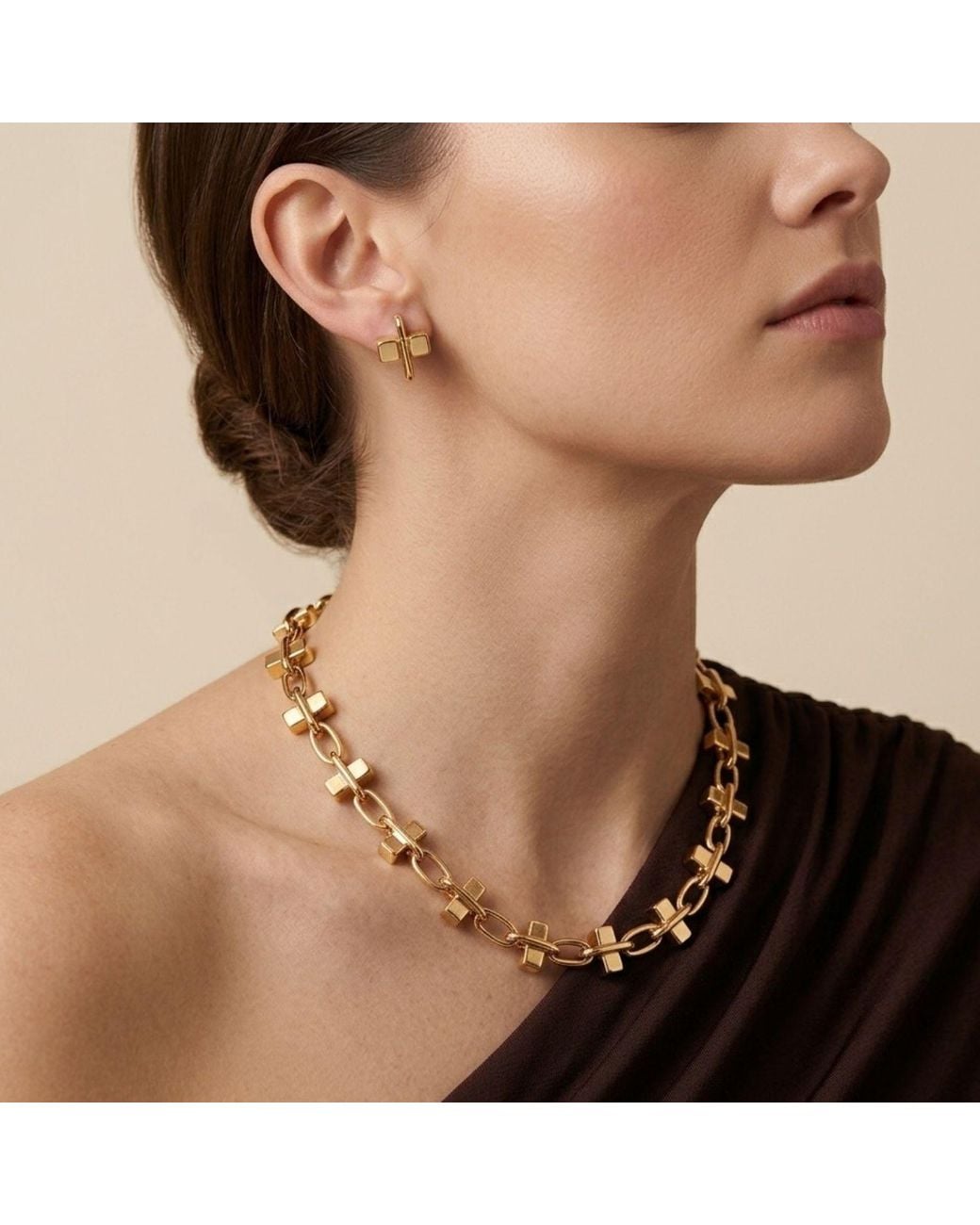 Jaredjamin Metallic Blockbuster Chain Collier Necklace
