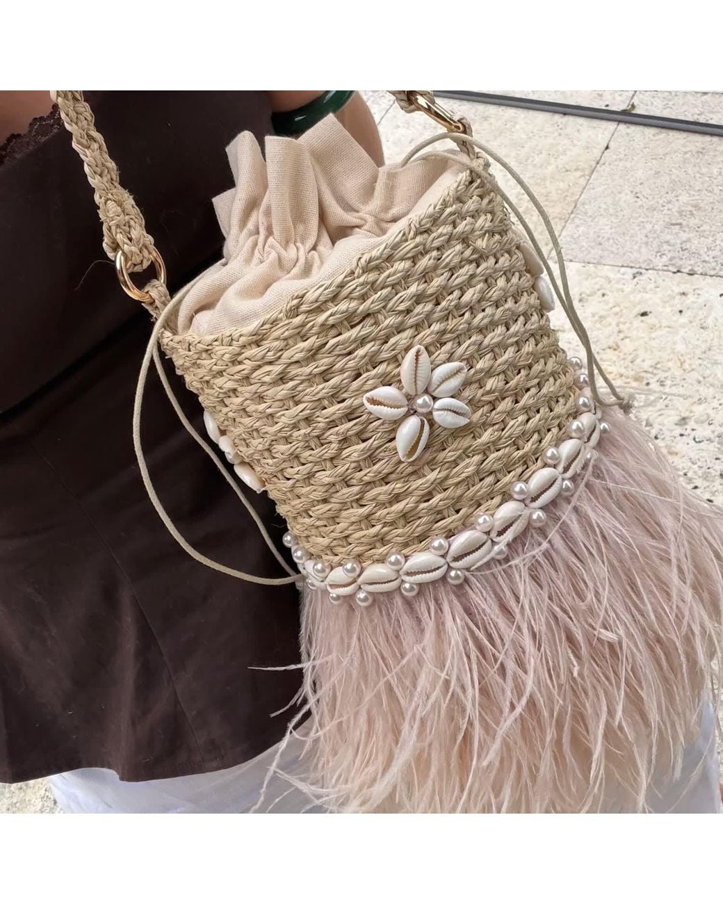Lalinde White Neutrals St. Barths Bucket Bag