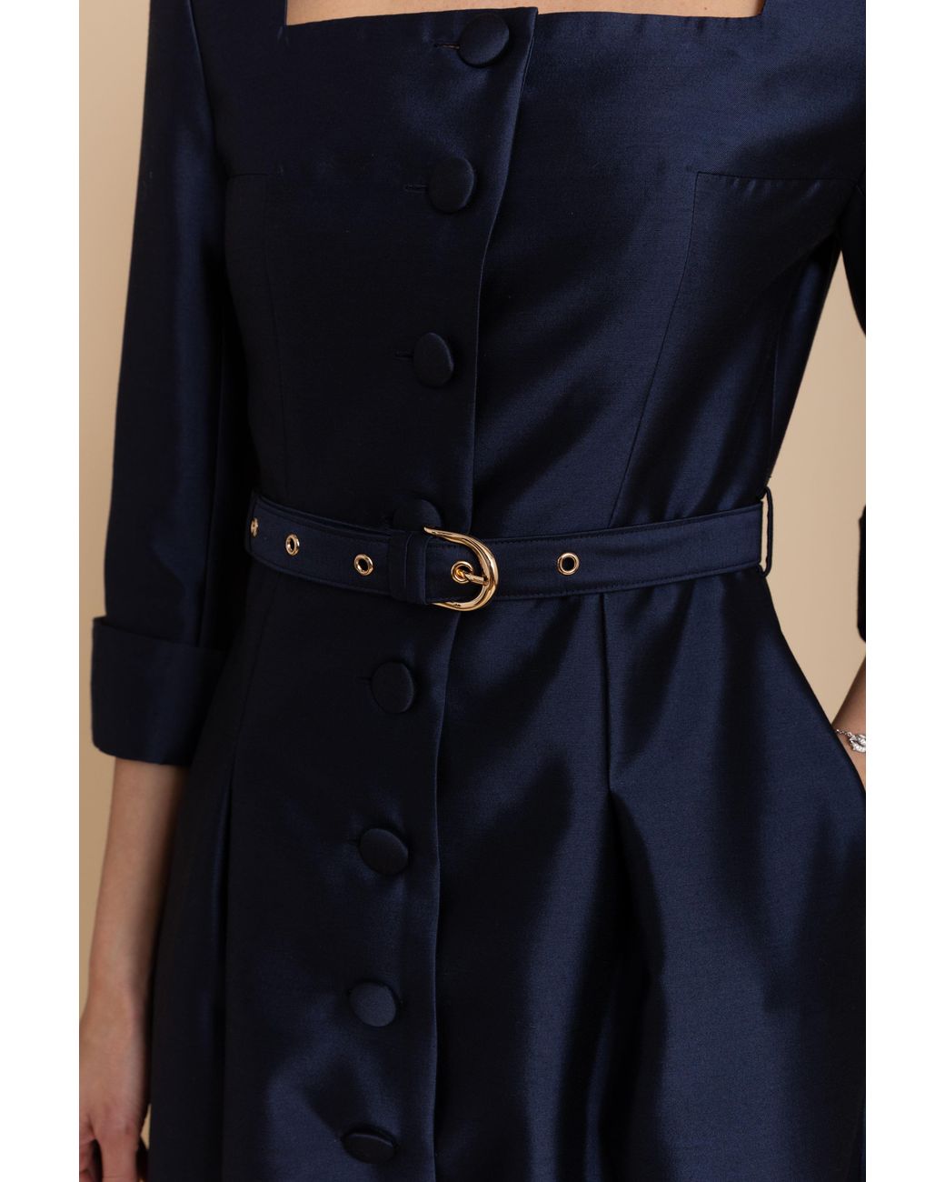 Santinni Blue 'Spencer' Silk & Wool Dress