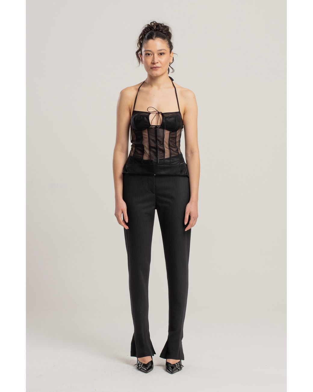 Pcfg Black Tulle Top