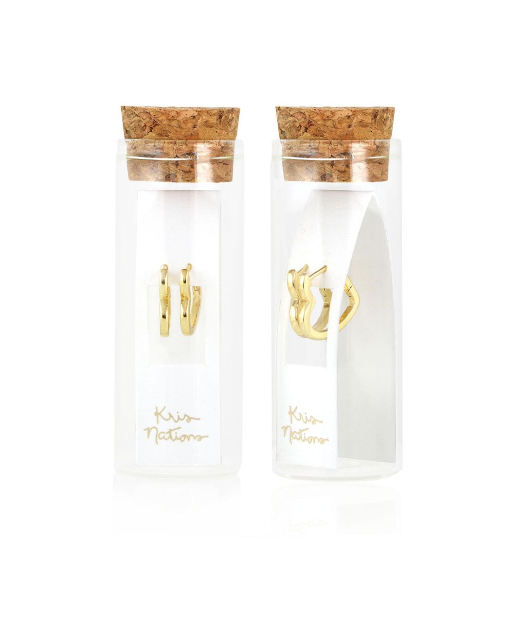 Kris Nations Metallic Open Heart Hinged Huggie Hoop Earrings