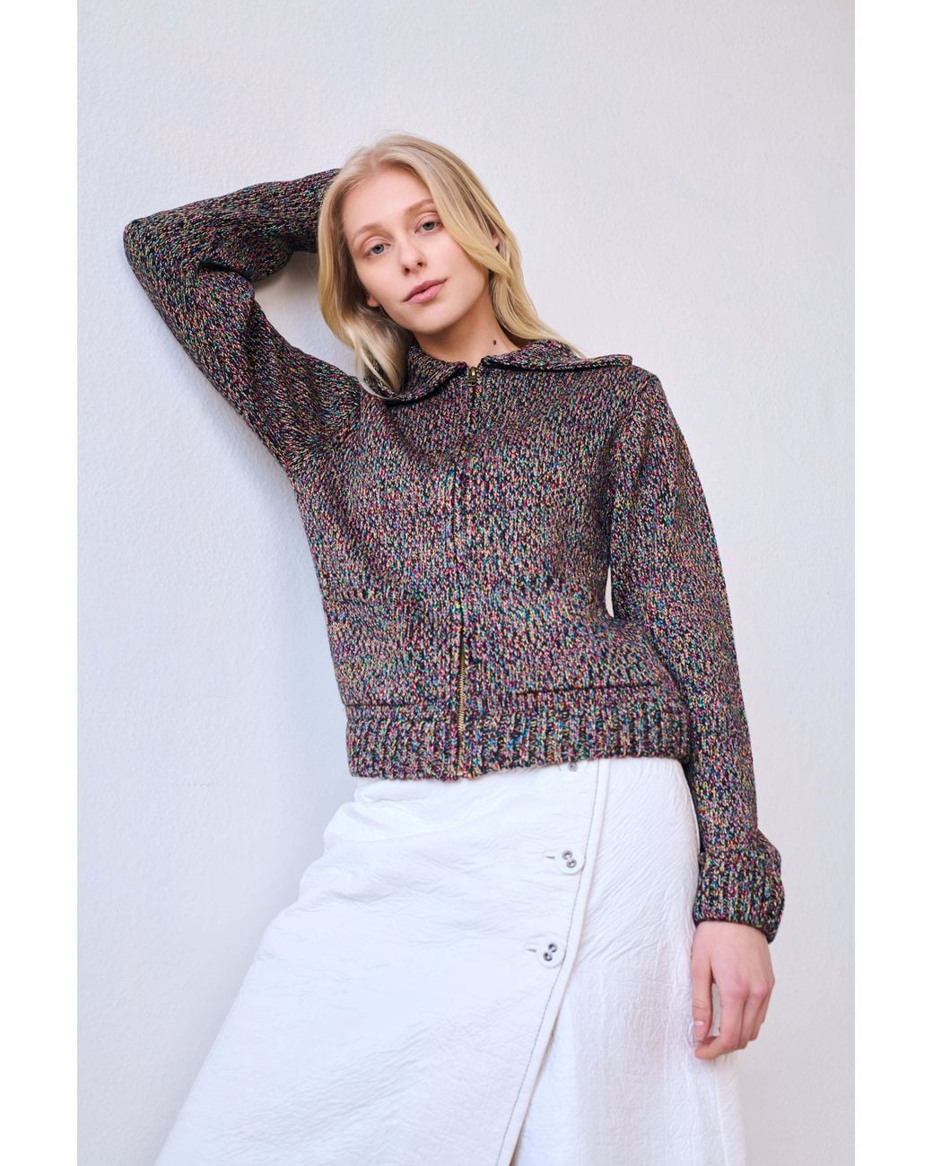 Gigi Knitwear Gray Goldie Zip Cardigan