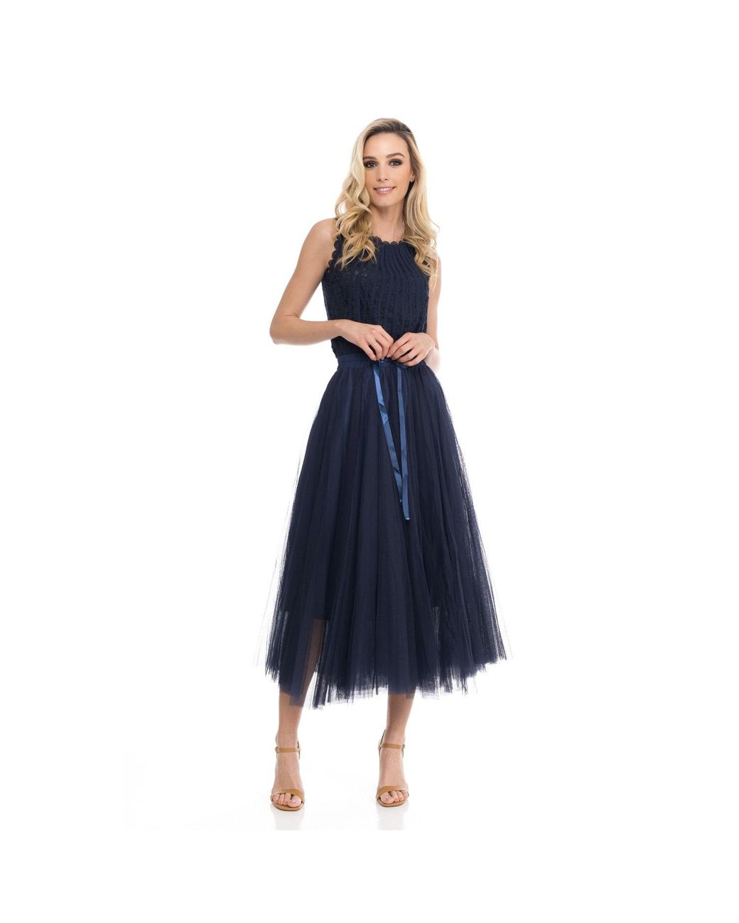 Tantra Spain Sl Blue Sleeveless Lace Top