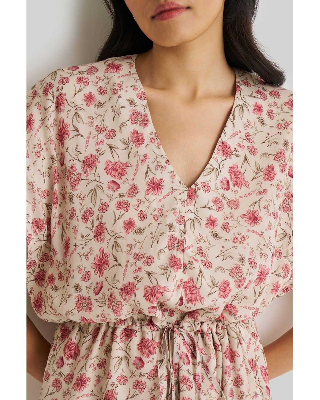 REISTOR Purple Relaxed Drawstring Floral Dress
