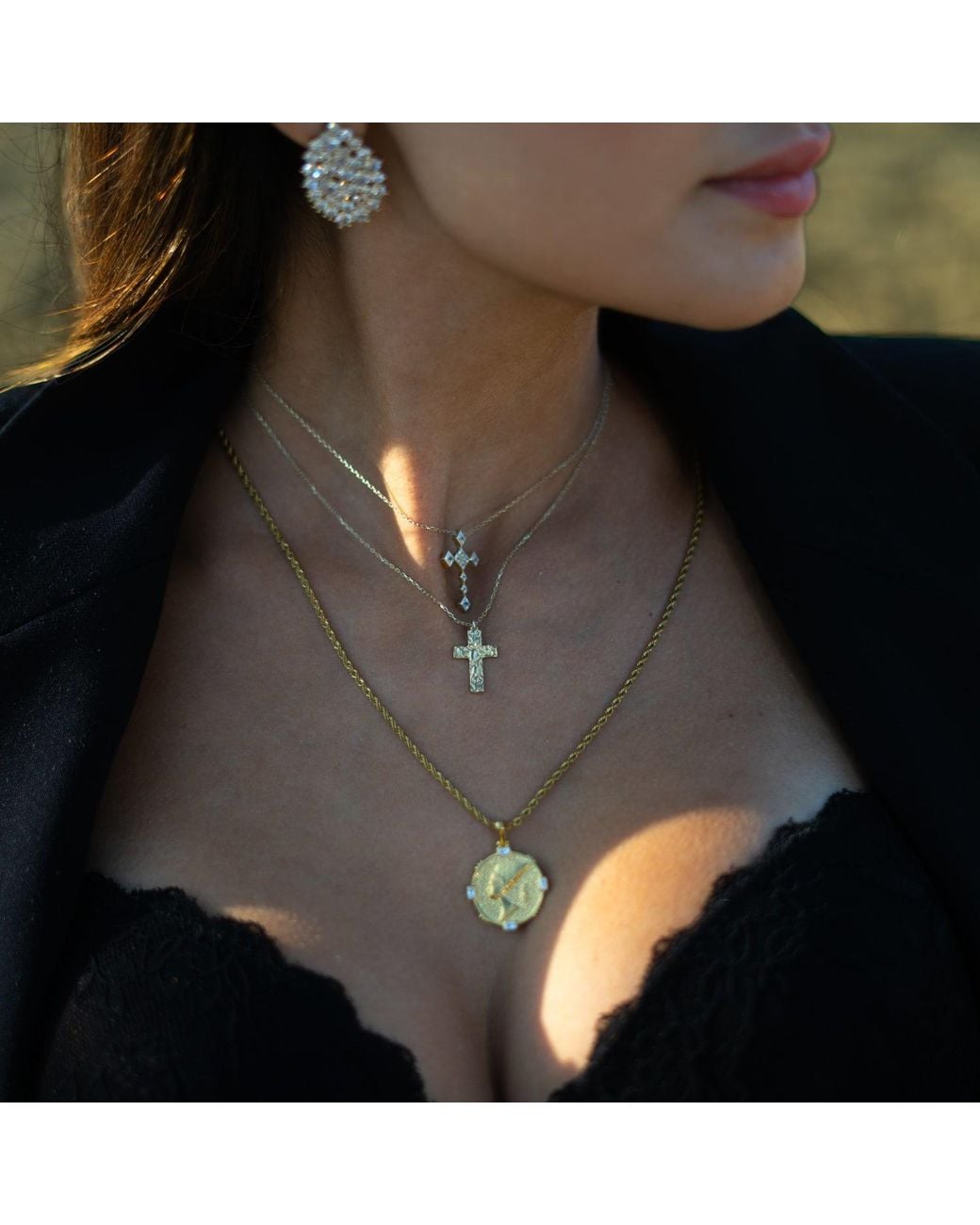 Ebru Jewelry Metallic Divine Faith Minimalist Cross Necklace