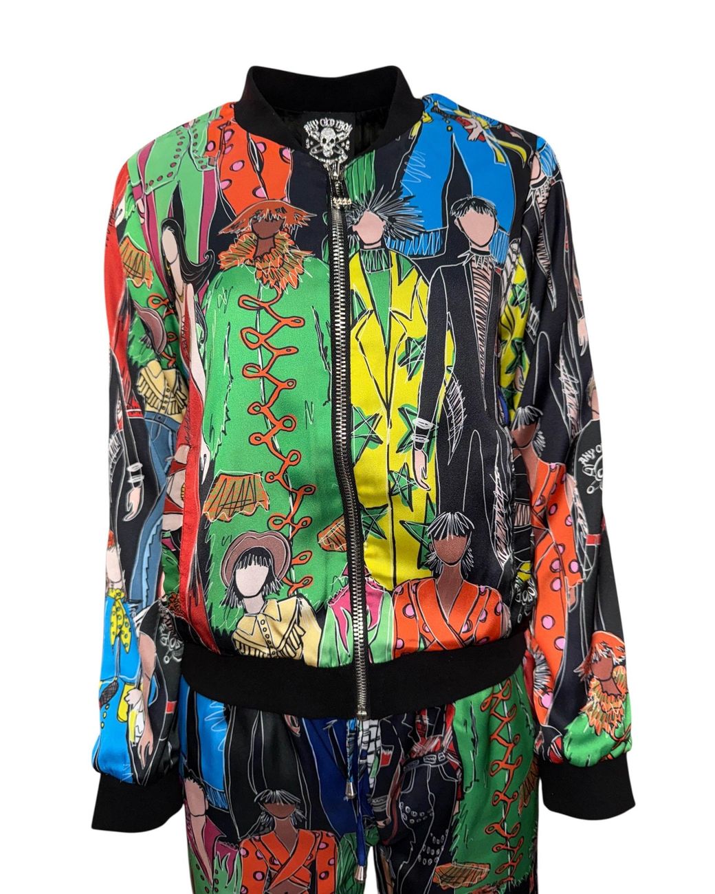 Any Old Iron Blue Printed Heroes Bomber Jacket