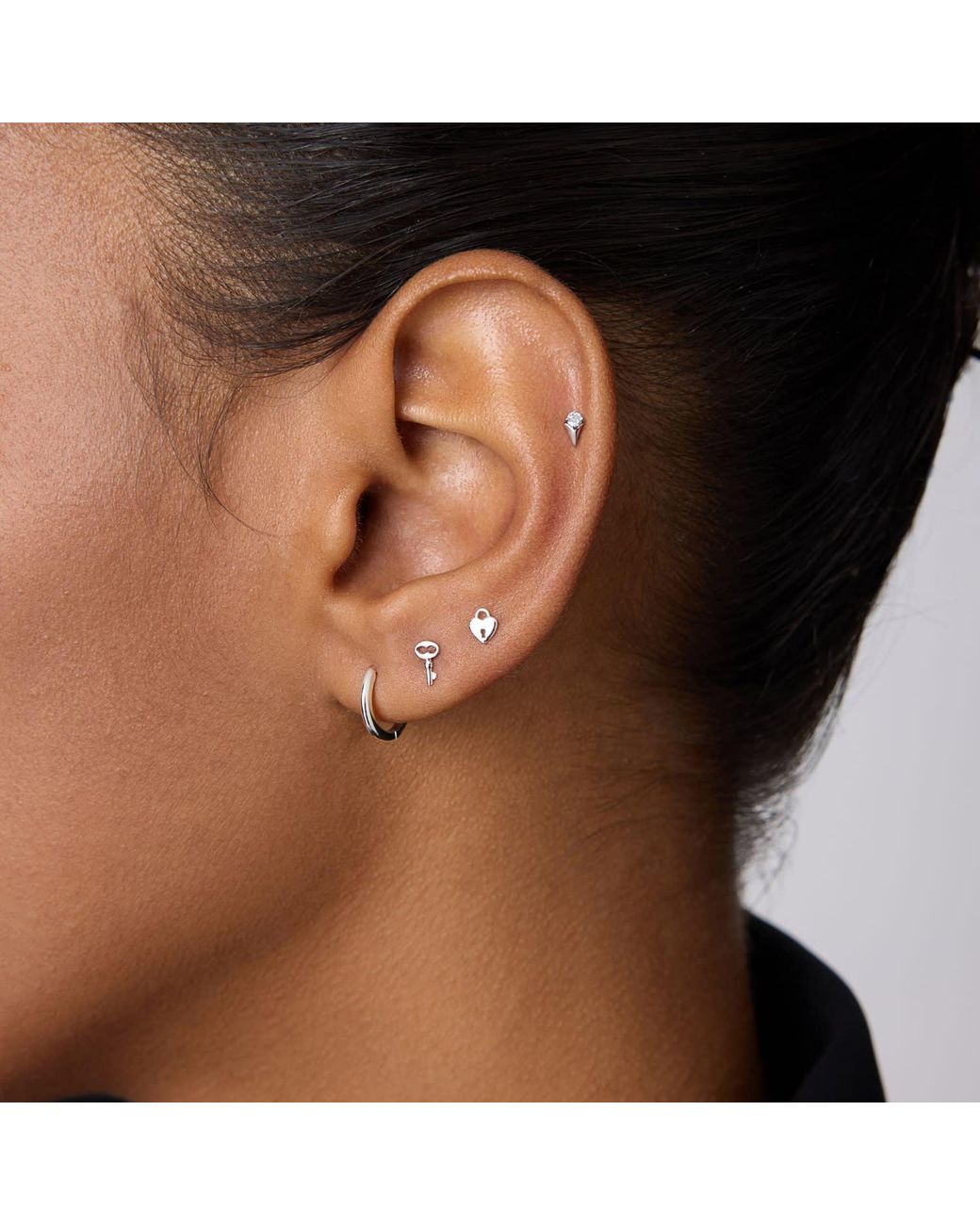 Vanhi Metallic 14K Solid Freya Lab-Grown Diamond Flat Back Stud
