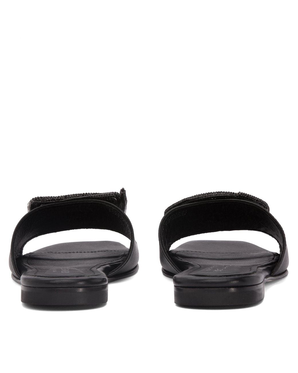 Beautiisoles by Robyn Shreiber Made in Italy Black Adeline Leather Flat Sandal Comfortable & Sexy Work & Valentine Evening Slide