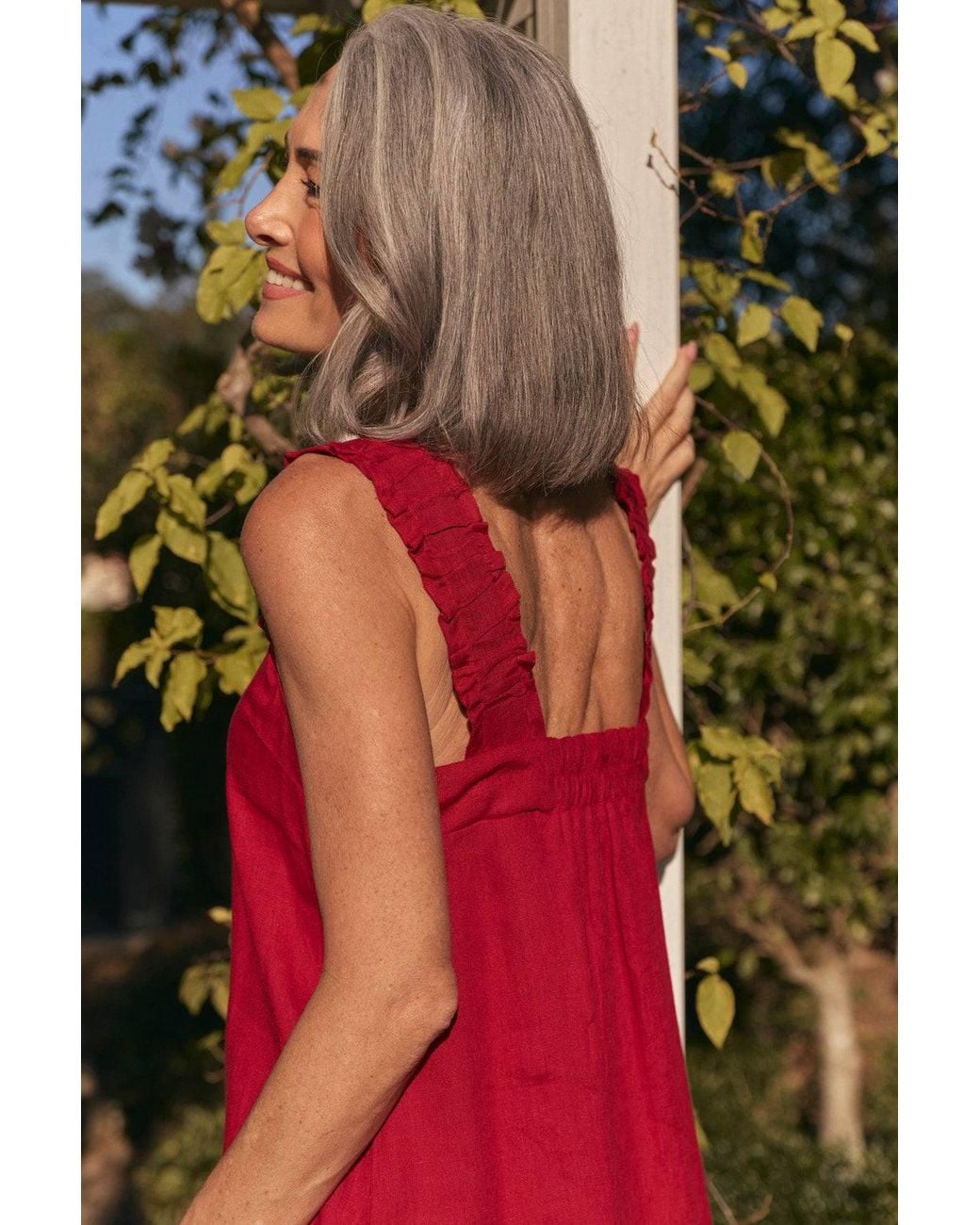 Adrift Clothing Red Clare Linen Sun Dress