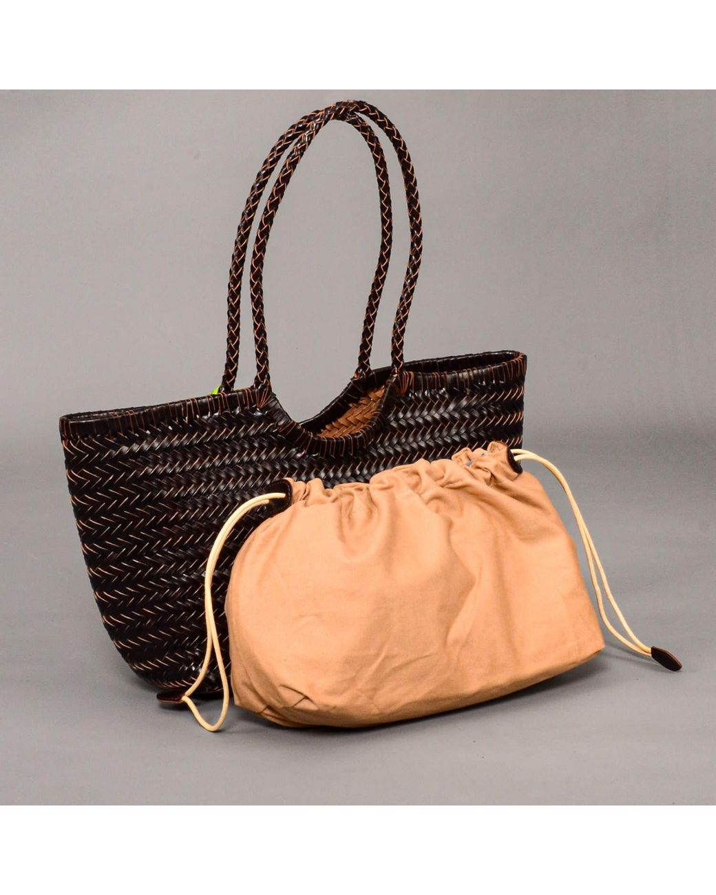 Rimini Black Hand Weaving Leather Bucket