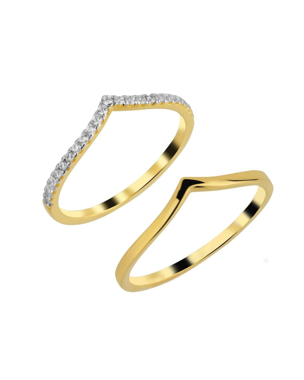 Spero London Metallic Sterling Wishbone Stacker V Ring Set
