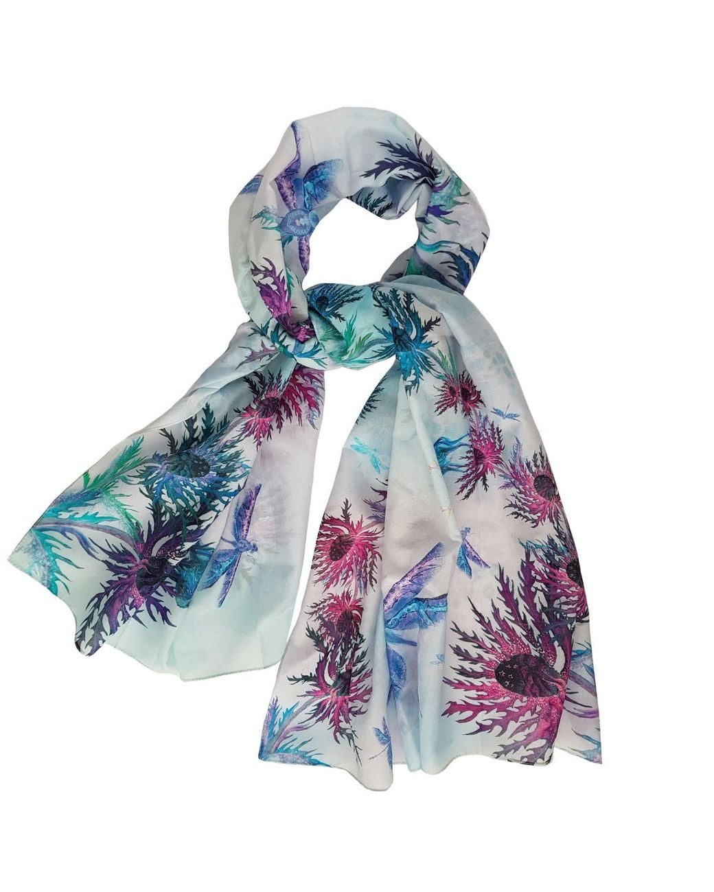 VETKA Blue Neutrals Long Cotton Scarf Sea Holly