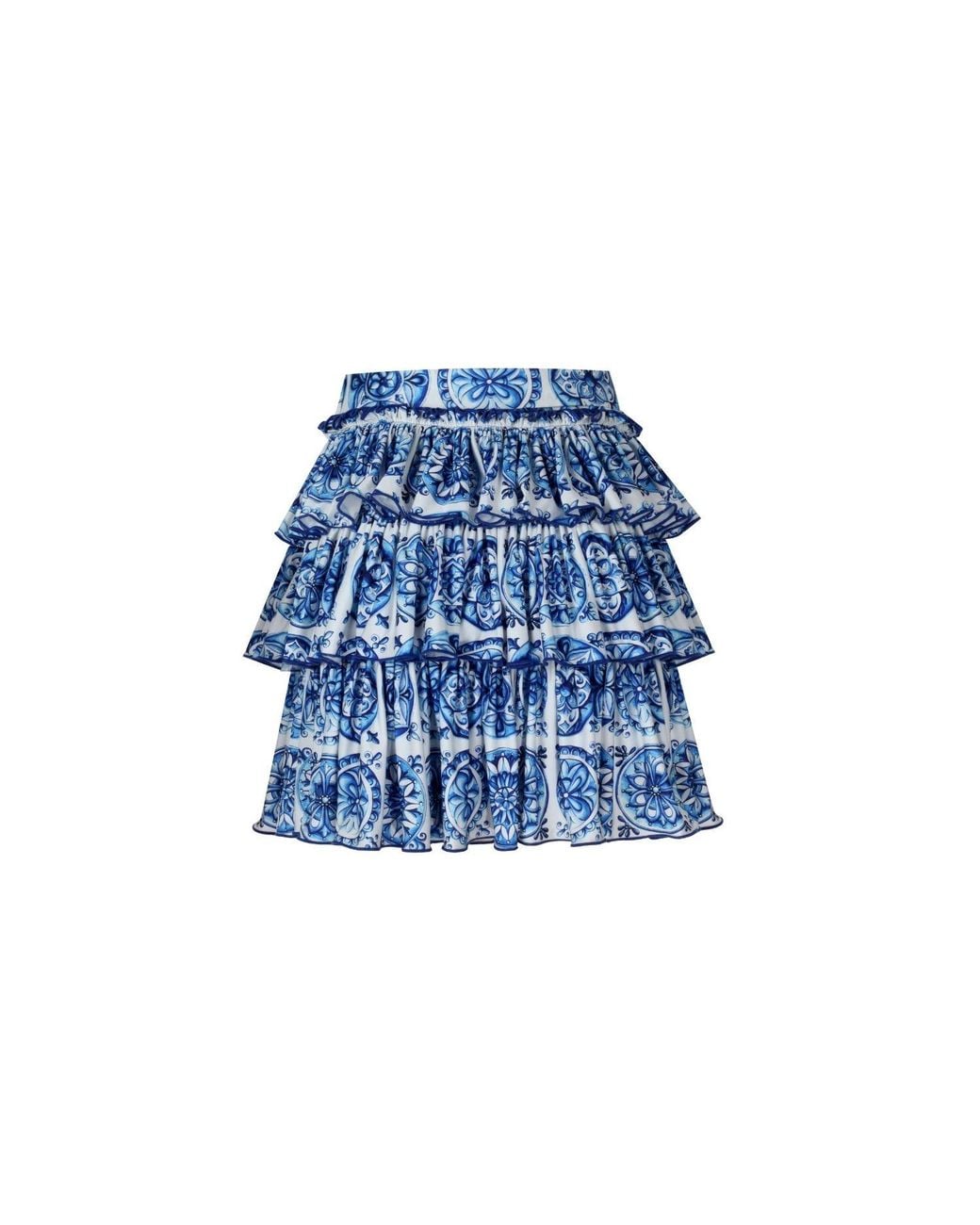 Nur Karaata Blue Helianthus Bleu Blanc Skirt