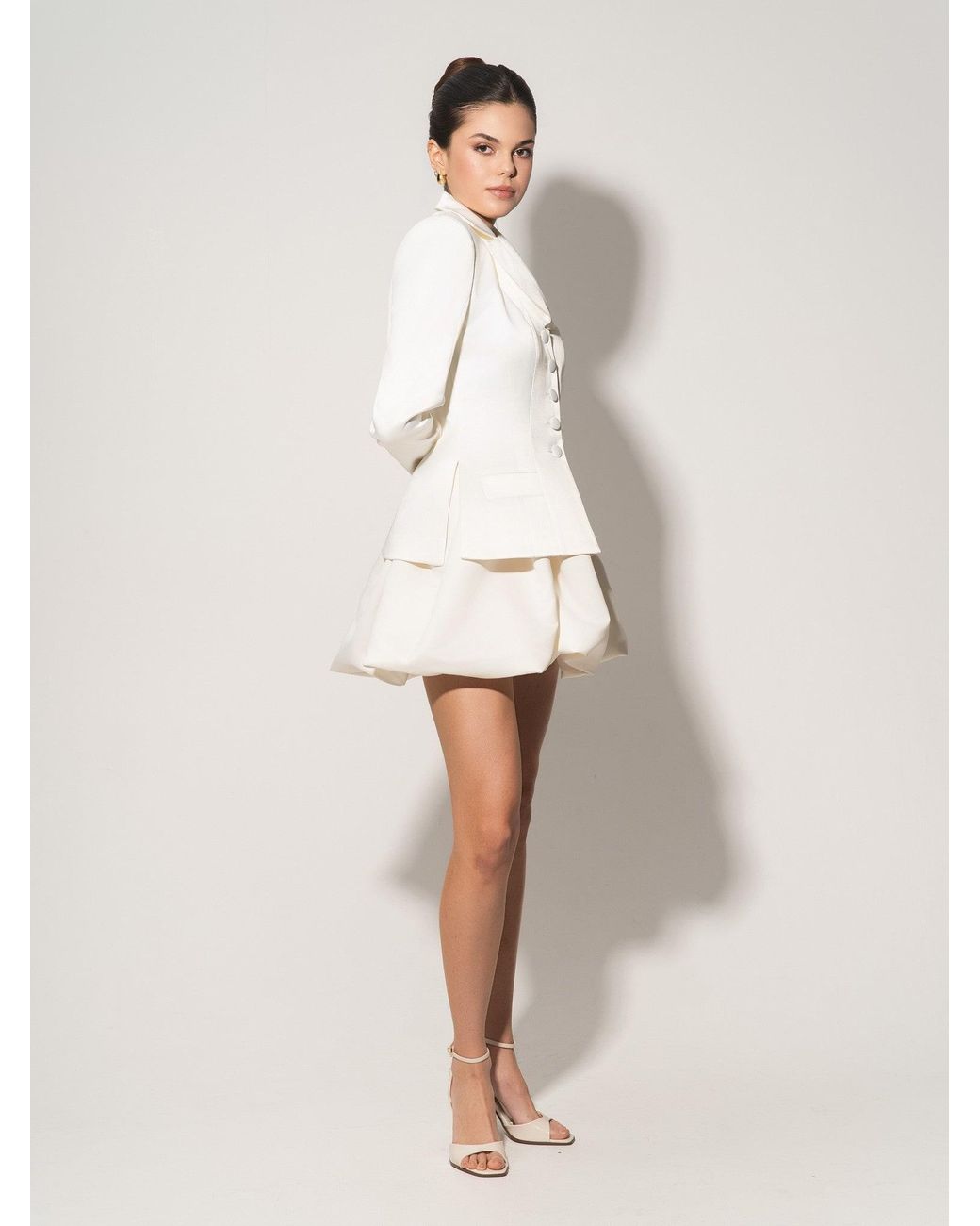 Tia Dorraine White Tailored Satin Blazer