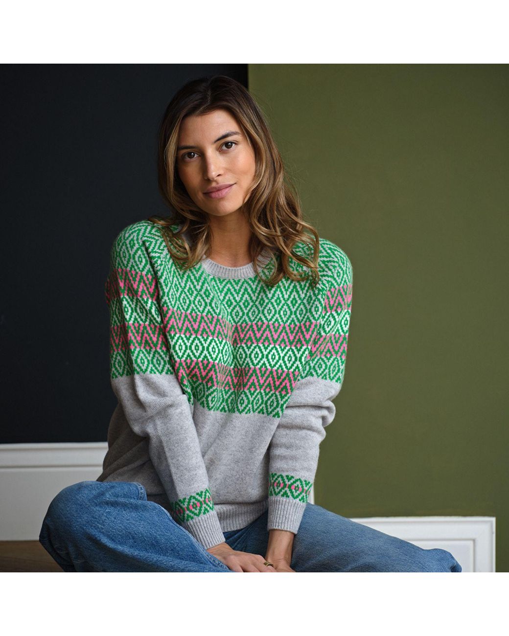 Cove Green Isla Fairisle Jumper