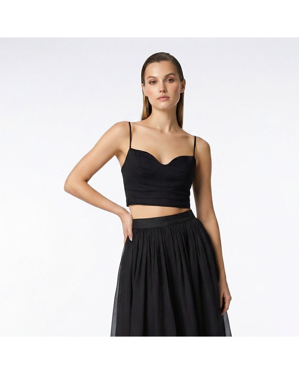 AVENUE No.29 Black Silk Corset Top With Straps