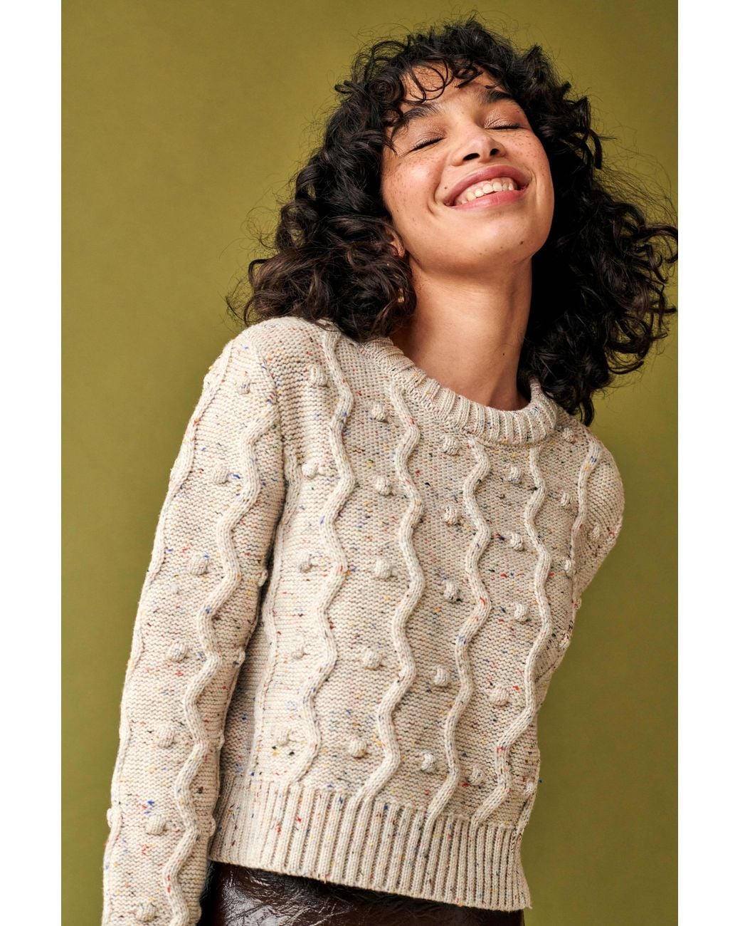 Gigi Knitwear Gray Neutrals Bubble Sweater