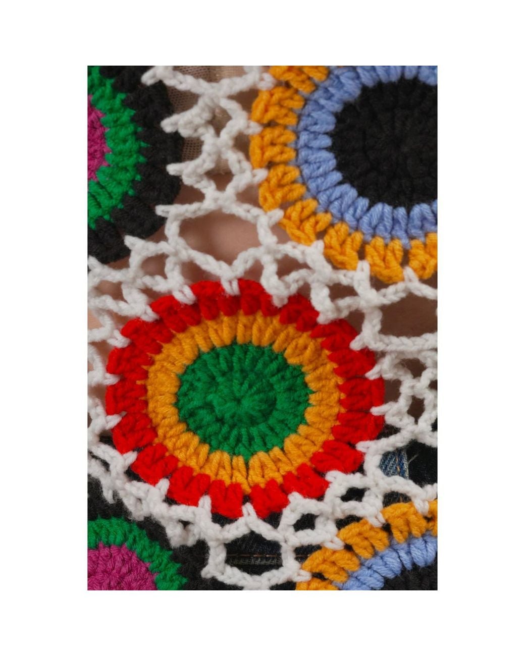 Ana Chic Blue Carousel Crochet Circle Handmade Crop Top