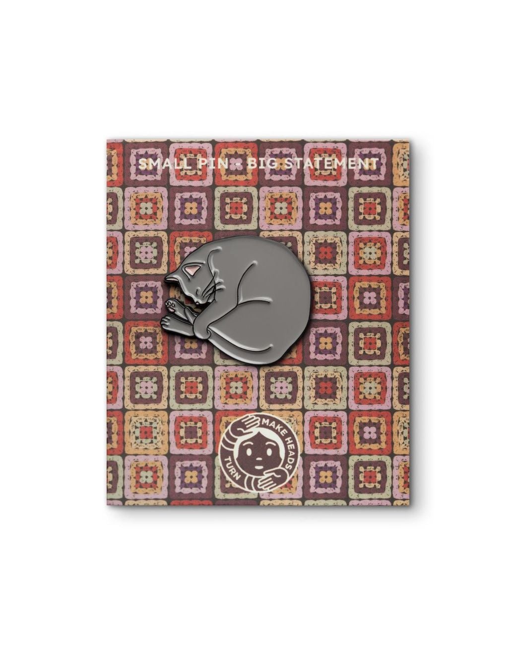 Make Heads Turn Gray Enamel Pin Sleeping Cat