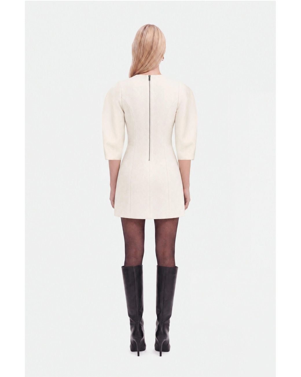 Nocturne Natural Neutrals Balloon Sleeve Seam Detail Mini Dress