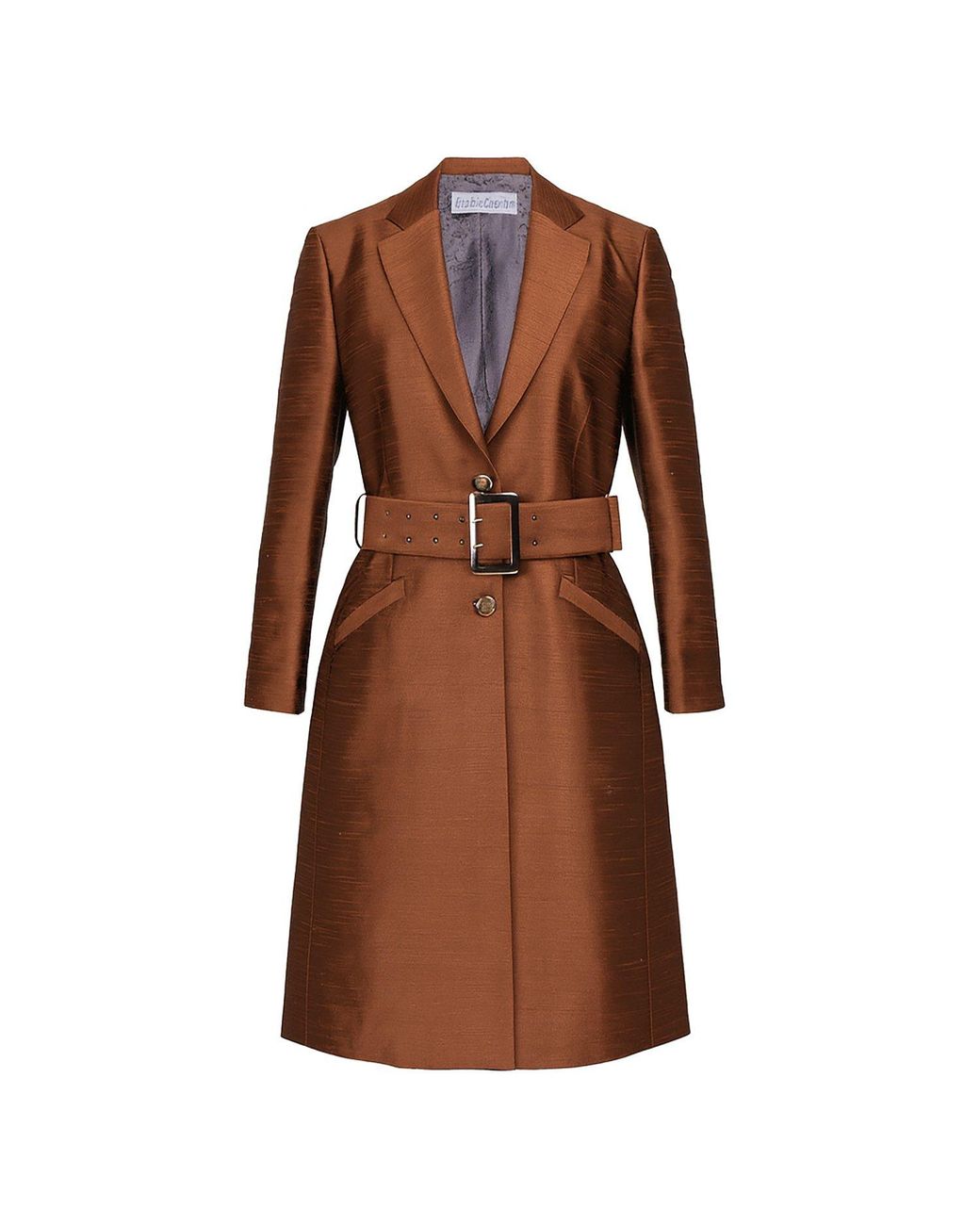 Richa Sharma Brown Luxury Handcrafted Tailored Silk Coat