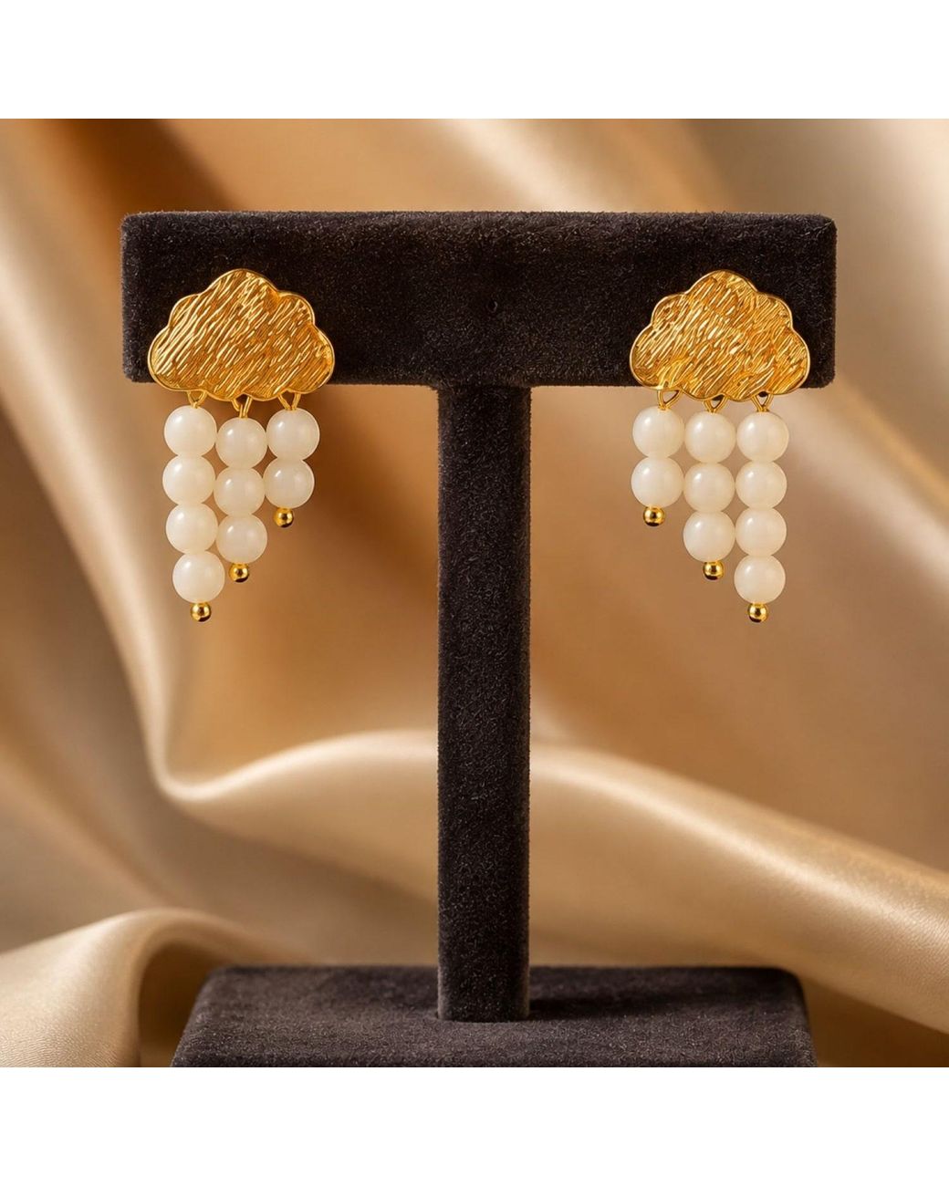 Way to Chic Metallic Cloud With Sea Bamboo Statement Earrings